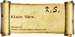 Klain Sára névjegykártya